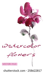 Bright vector bouquet from water color flowers. 