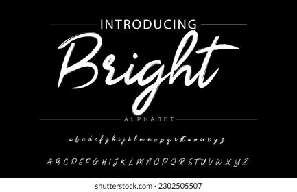 Bright vector brush style font, alphabet, typeface