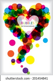bright vector bubbles heart with place for your text isolated on white background