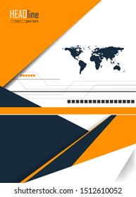 bright vector business template design. Company identity with world map ans geometric elements. Annual reports, brochures, booklets template. Eps10
