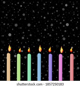 Bright vector candels on black background