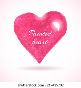 Bright vector card with pink watercolor heart 