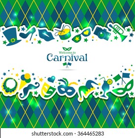 Bright vector carnival background and sign Welcome to Carnival
