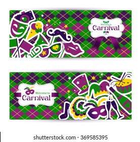 Bright vector carnival banners and sign Welcome to Carnival