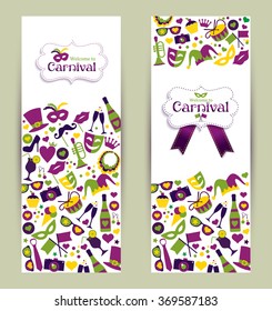 Bright vector carnival banners and sign Welcome to Carnival