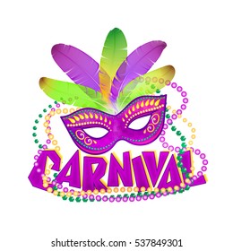 Bright vector carnival icons mask and sign.