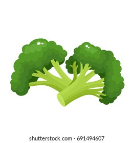 Bright vector collection of colorful broccoli. Fresh cartoon different vegetable isolated on white background used for magazine, book, poster, card, menu cover, web pages.
