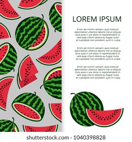Bright vector colored watermelons banne and poster template with text illustration