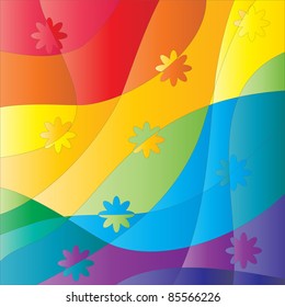 bright vector colorful background with flower silhouette