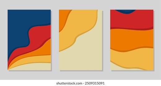 Bright vector colorful curved shape background bundle set for poster or flyer cover design