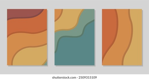 Bright vector colorful curved shape background bundle set for poster or flyer cover design