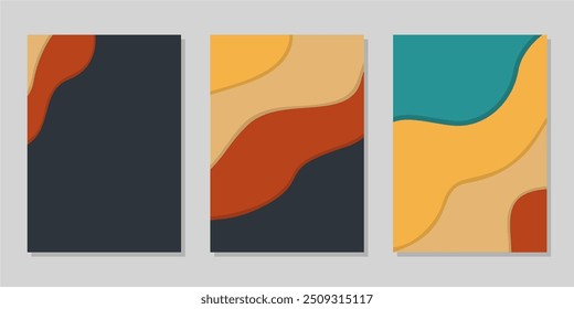 Conjunto de Paquete de fondo de forma curvada de Vector brillante para diseño de carteles o volantes