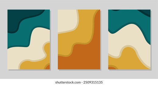 Bright vector colorful curved shape background bundle set for poster or flyer cover design