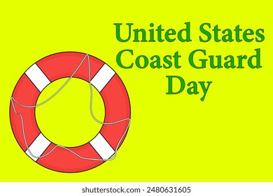 Bright vector design celebrating United States Coast Guard Day featuring a lifeline on a vibrant yellow background. Perfect for holiday-themed projects.