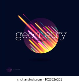 bright vector digital element, circle with glowing lines, dark background