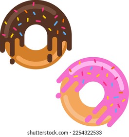 Bright vector donuts with dripping glaze