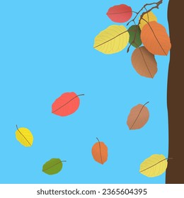 Bright vector drawing of falling autumn leaves