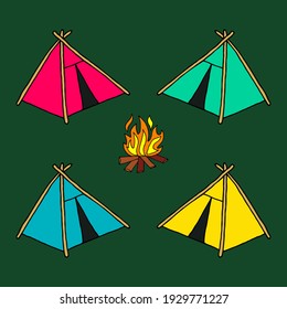Vector brillante dibujando sobre un tema turístico. Imagen vectorial en estilo doodle.