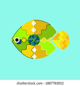 Bright vector fish. Can be used in postcards, banners, restaurant menus.