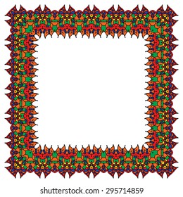 Bright vector frame. Isolated square element.