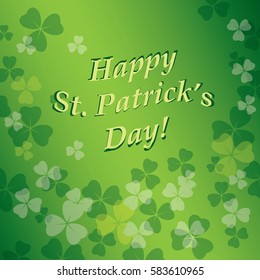 bright vector green background with clovers - saint patricks day