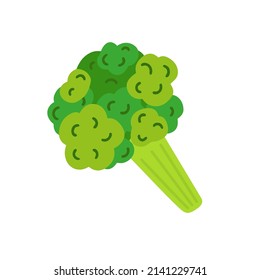 Brócoli verde vector brillante. Verdura de caricatura fresca aislada en fondo blanco