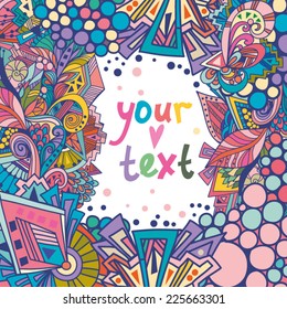 Bright vector greeting card of graphic background. Amazing vector template.