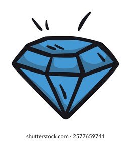 Bright vector hand drawn diamond icon. Editable sign, symbol on white background. Element for design of a website, application, banner, flyer