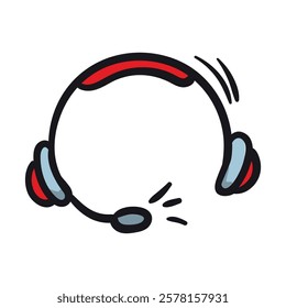 Bright vector hand drawn headphones icon. Editable sign, symbol on white background. Element for design of a website, application, banner, flyer