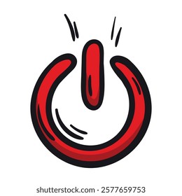 Bright vector hand drawn icon of power, on, off. Editable sign, symbol on white background. Element for design of a website, application, banner, flyer