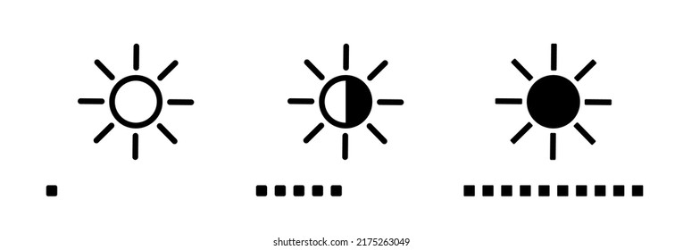 Bright vector icon. Contrast icon. Screen contrast level. Day and night, dark and light modes. Day night switch. Vector graphic.