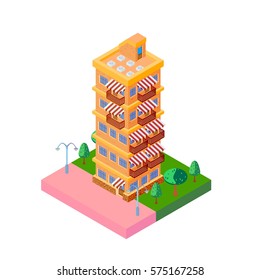 bright vector icon isometric orange  house