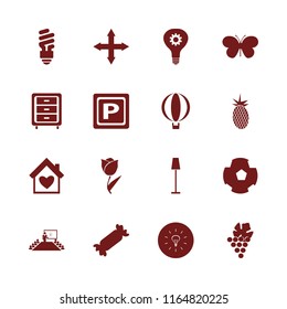 bright vector icons set. with balloon, present new idea, bulb and football ball in set