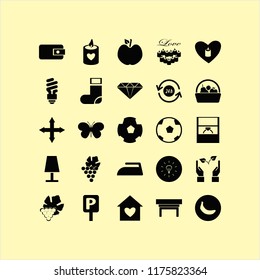 bright vector icons set. with candle heart, diamond, out arrows and bulb in set
