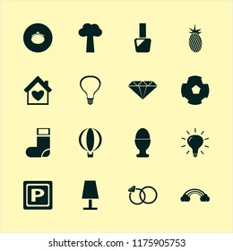 bright vector icons set. with sock, wedding rings, rainbow and parking sign in set