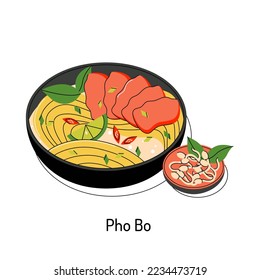 bright vector illustration of Asian food. Vietnamese menu, Asian dishes for menus and restaurants.