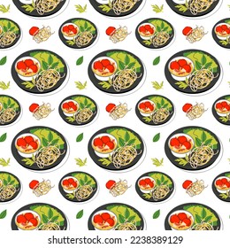 bright vector illustration of Asian food.
