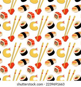 bright vector illustration of Asian food. Japanese menu, Asian dishes for menus and restaurants.