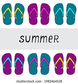 Helle Vektorgrafik mit Flip Flops am Strand auf einem Sommerthema.