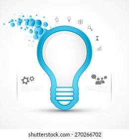 Bright vector illustration with a blue light bulb.