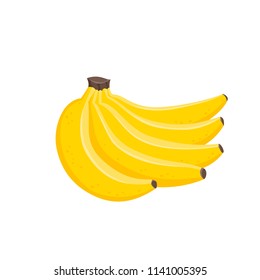 Bright vector illustration of bunches of fresh banana. Sweet cartoon bunch of bananas isolated on white background used for magazine, book, stickers.