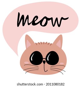Bright vector illustration with cat