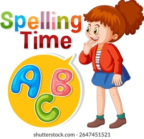 Bright vector illustration of a child with colorful alphabet letters. Playful design ideal for educational materials