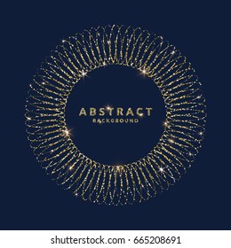 Bright vector illustration with circle frame from glitter and place for text on a dark background
