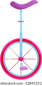 bright vector illustration of a circus bike, a bicycle with one wheel, monocycle, circus equipment 