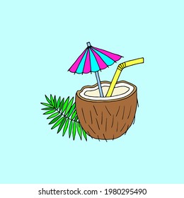 Bright vector illustration with a coconut drink.