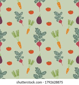 Bright vector illustration of colorful vegetables. Fresh cartoon organic vegetable isolated, used for magazine, book, poster, card, menu cover, web pages.