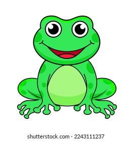 bright vector illustration frog  cute frog sitting  hand drawing 