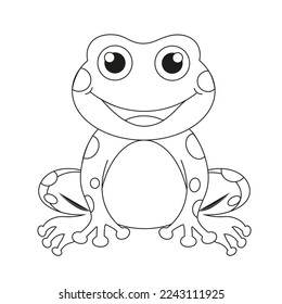 bright vector illustration frog  cute frog sitting  sketch  line  hand drawing 