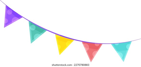 bright vector illustration garland of flags, party decoration, paper flags, interior decoration 